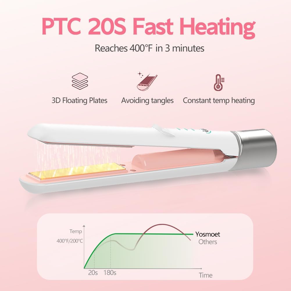 Cordless Hair Straightener and Curler 2 in 1, Fast Heating Ceramic Flat Iron,Rechargeable Portable Hair Straightening Iron for Women, Travel Hair Styler