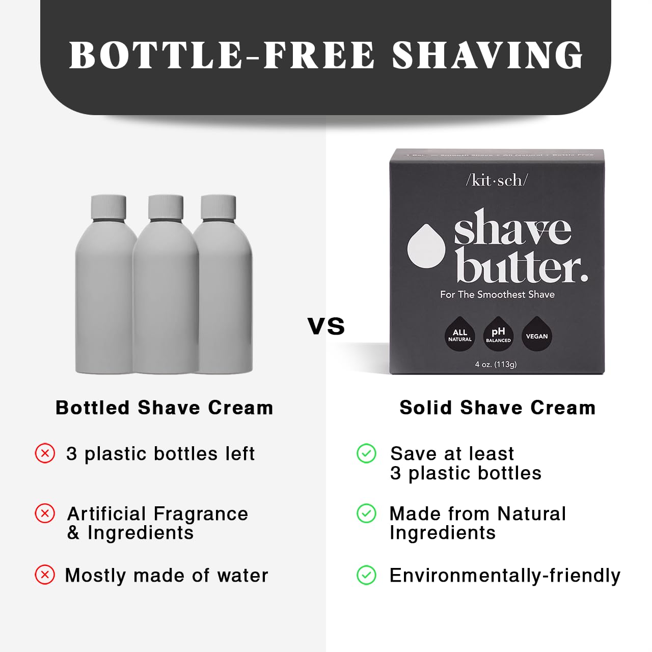 Kitsch Shaving Soap for Men - Hydrating Shave Butter & Shave Soap Bar - Nourishing Bar Soap for Smooth, Irritation-Free Shave – Paraben, Silicone & Sulfate-Free - Vegan, Made in USA - 4 oz