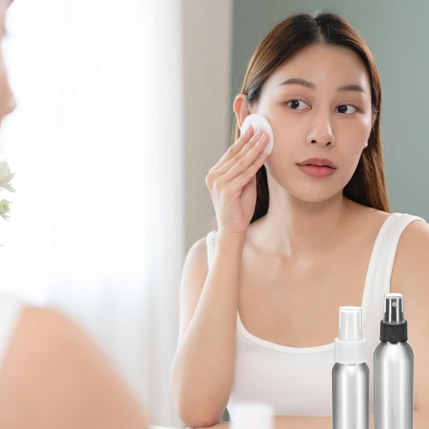 HARFINGTON 5pcs Aluminum Fine Mist Spray Bottles 500ml/16oz Metal Small Liquid Alcohol Refillable Travel Container with White Plastic Nozzle Cap for Perfume Skincare Cosmetic Storage Bottle