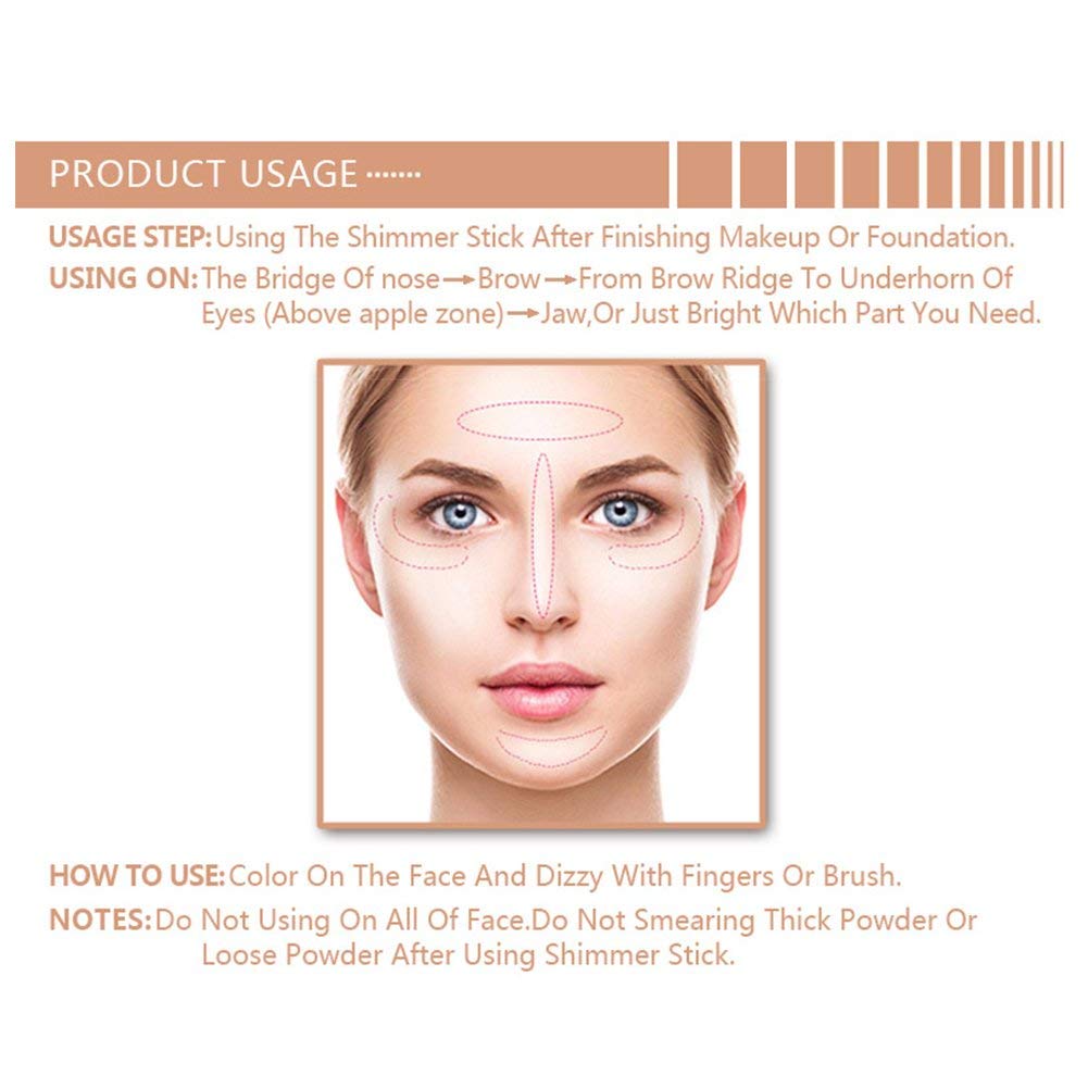 Magical Halo Stick,2Colors Magical Halo Highlighter Stick Powder Highlighting Brightening Facial Makeup Cosmetic(01#)