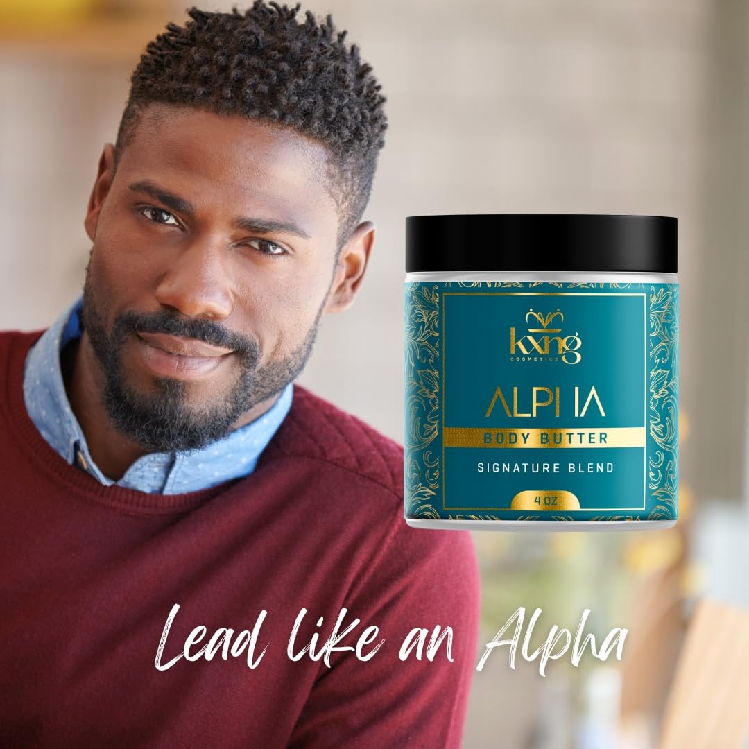 KXNG Cosmetics, Body Butter, Organic Skin Care for Men and Women, Body Moisturizer Lotions and Creams, Raw Shea Butter, Cocoa Butter, Mango, Coconut Oil, Hand, Foot, All Skin Types (Alpha)