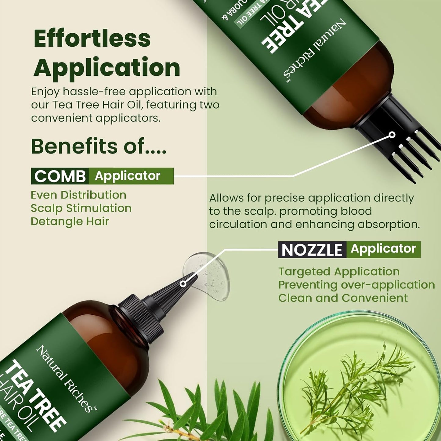 Natural Riches Tea Tree Oil for Hair - Blended with Vitamin E and Castor Oil for Hair Growth - Tea Tree Scalp Treatment for Dry Scalp - Lightweight Scalp Oil for Healthy, Strong Hair - 8 fl oz