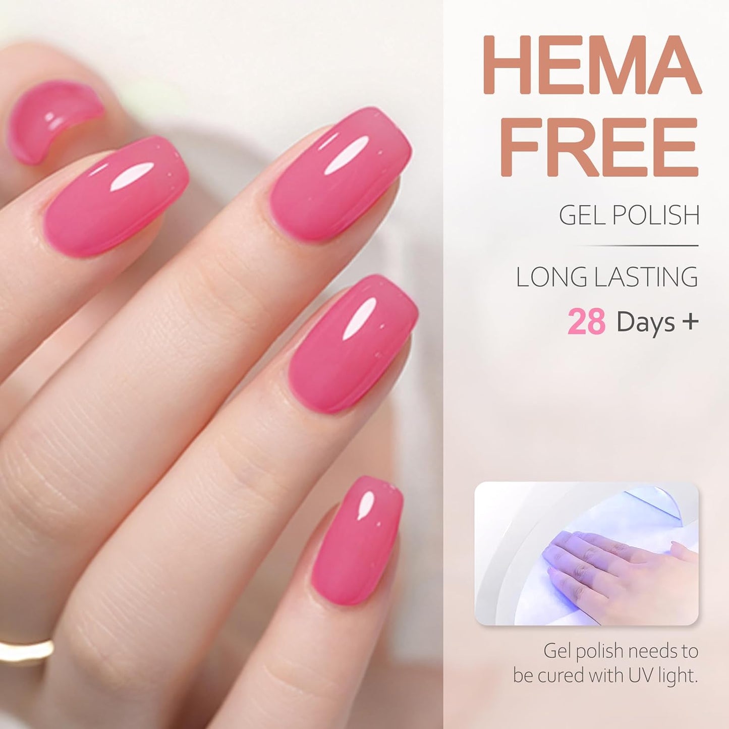 Rubber Base Builder Gel Strengthener Kit, With No Wipe Top Coat UV LED Curing, Hema Free, Smooth and Shinning Last long, Soak Off Gel Nail Polish for Nail Repair