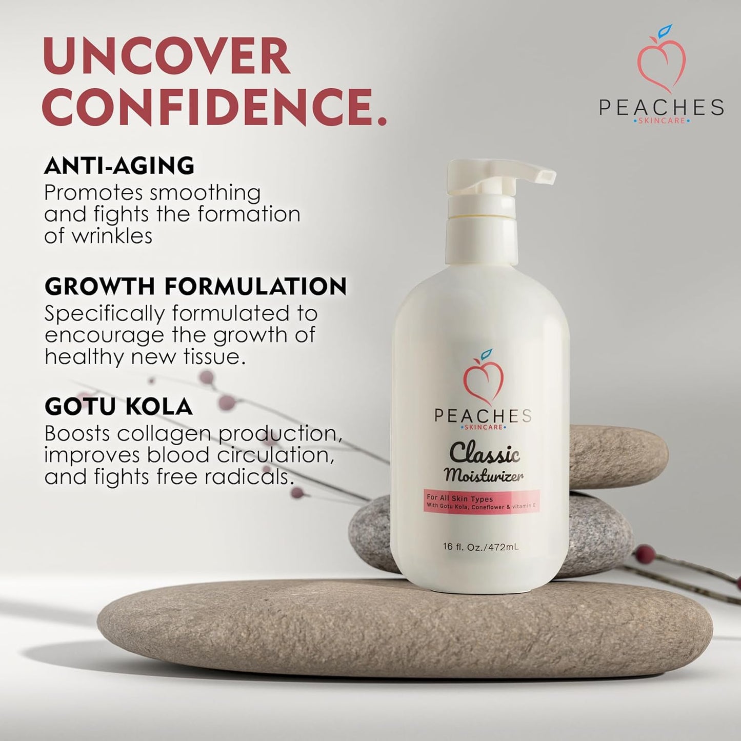 Hydrating Vegan Moisturizer with Vitamin E, Gotu Kola, and Pineapple – Age-Defying Face Cream for All Skin Types – Classic Moisturizer (16 oz)