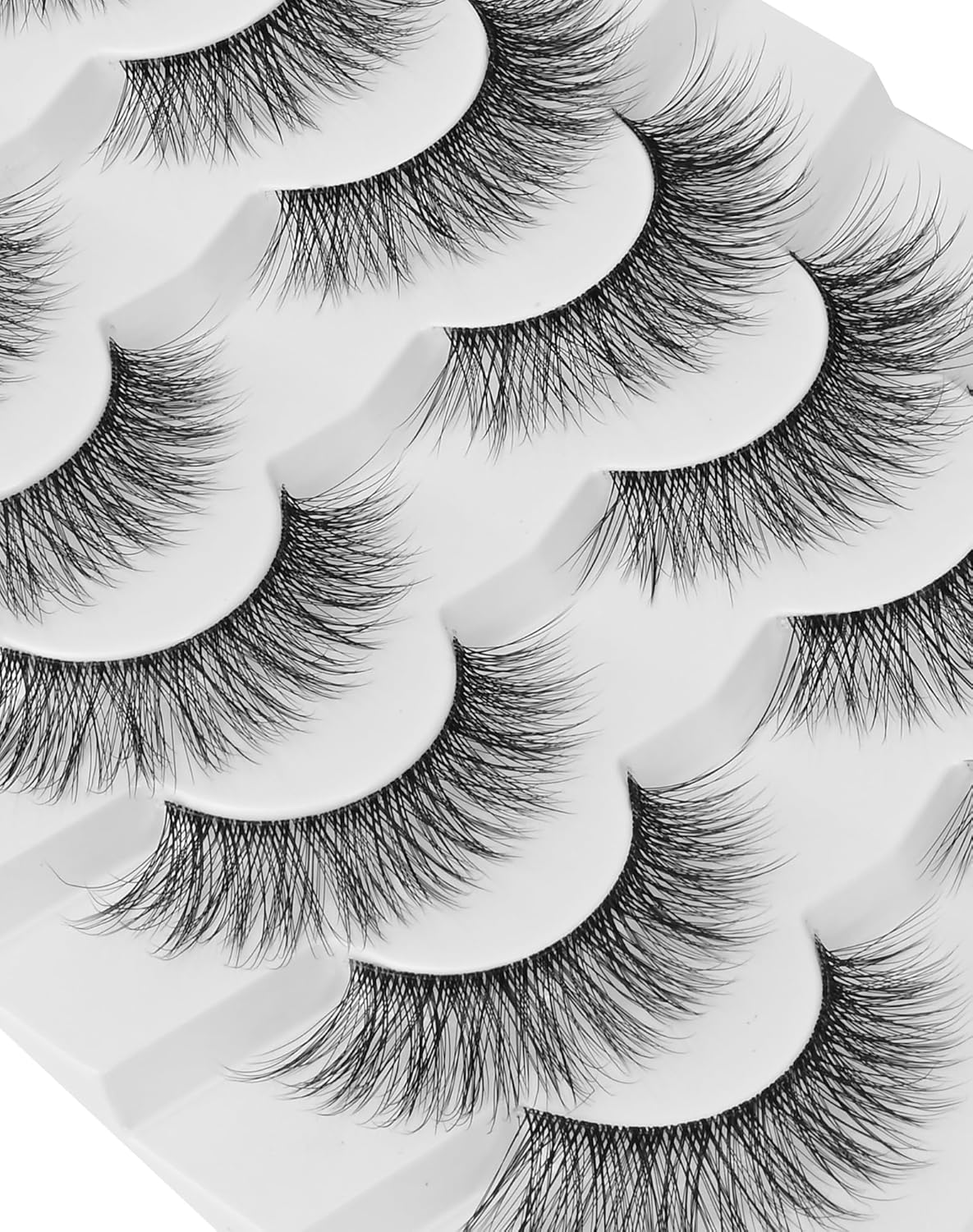 Natural Lashes Wispy False Eyelashes Cat Eye 3D False Lashes Fluffy Fake Eyelashes Strip Eye Lashes Pack 7 Pairs