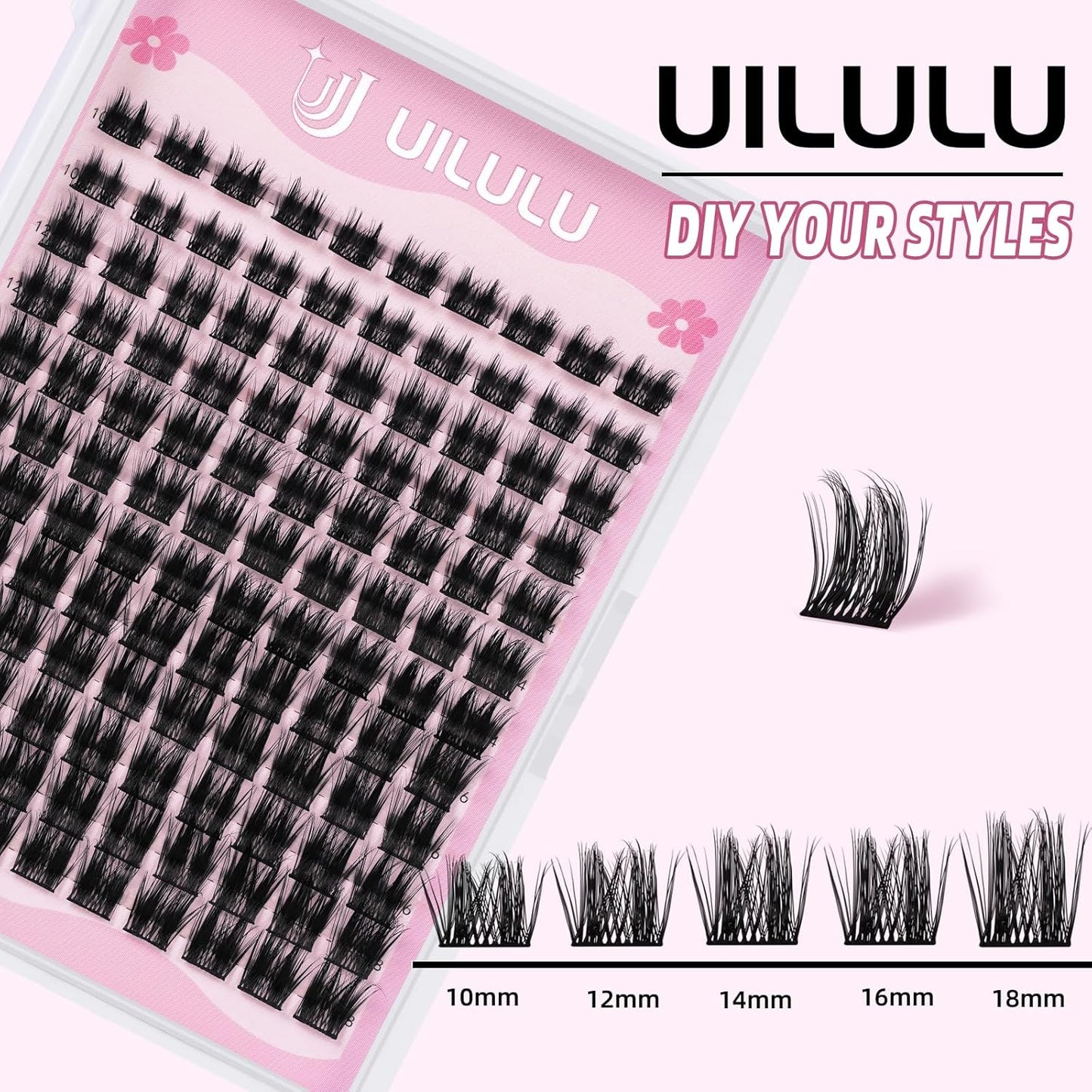 Lash Clusters D Curl Fluffy Individual Lashes 0.07D 10-18 MIX 120 Eyelashes Clusters Lashes DIY Lash Extensions at Home False Lashes Wide Band Wispy Eye Lash Clusters U05 Lash