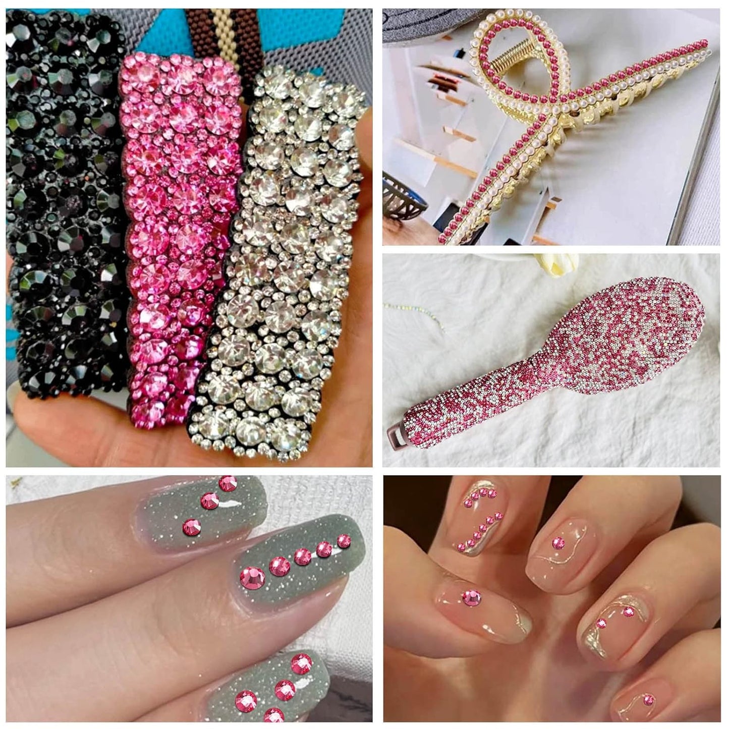 Beadsland 2880pcs Flat Back Crystal Rhinestones Round Gems for Nail Art and Craft Glue Fix,Rose,SS4,1.5-1.7mm