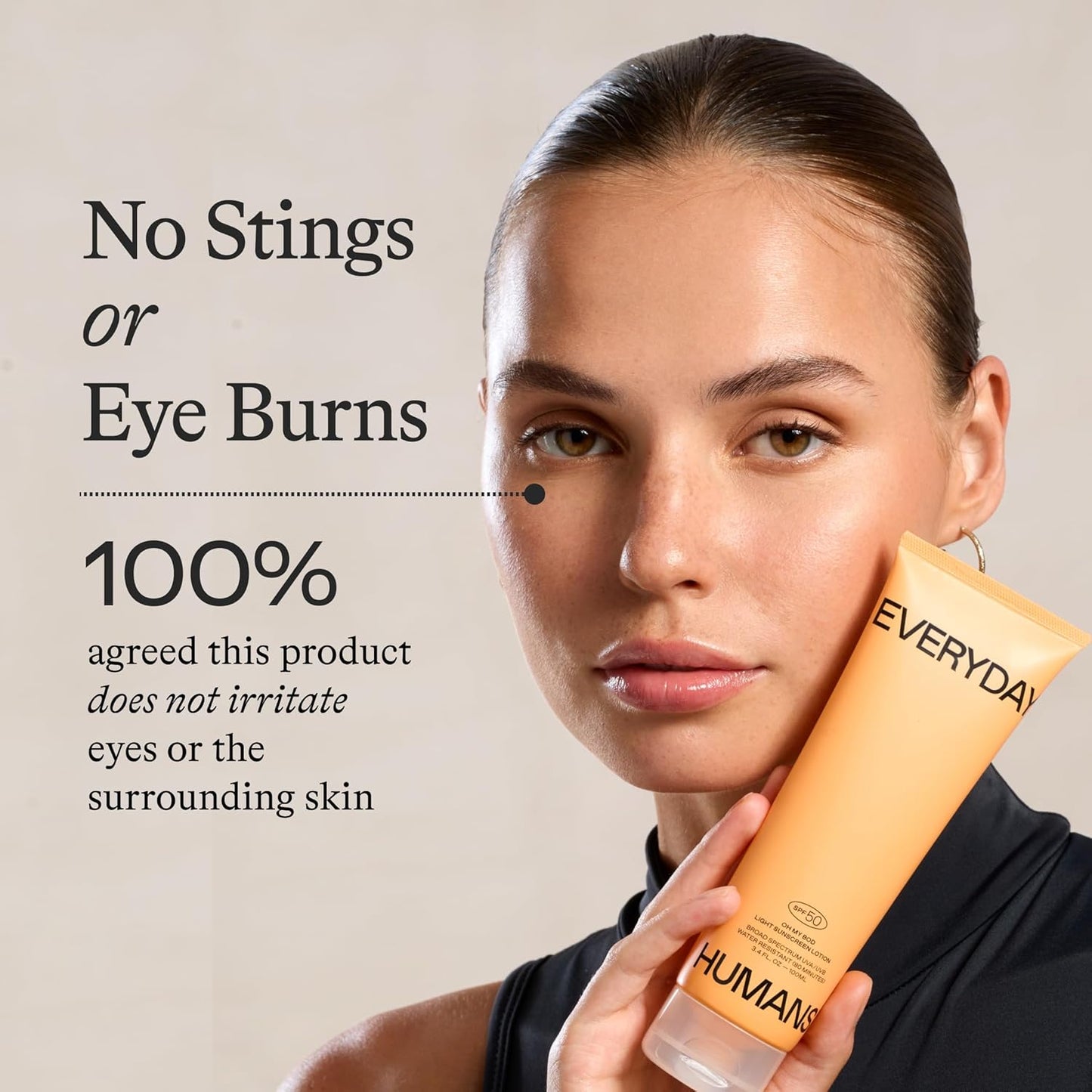 Everyday Humans Oh My Bod SPF50 Sunscreen Body Lotion 3.4 oz | Travel Ultra Light & Invisible SPF | Sweat & Water Resistant | Doesn't Sting Eyes | UVA/UVB Broad Spectrum Protection | Oxybenzone Free