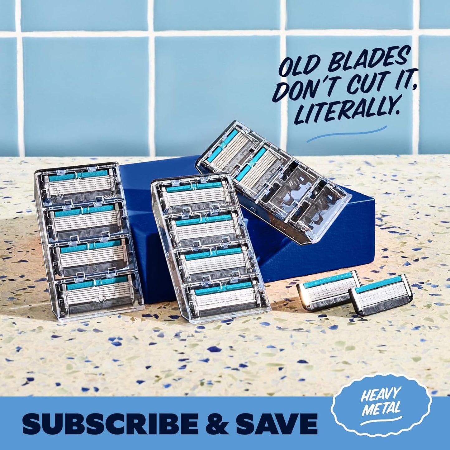 Dollar Shave Club | Heavy Metal Handle Shave Set with Razor Cover | 2 Extra Close Refill Cartridges, 1 Heavy Metal Handle, 1 Razor Cover, Razors for Men