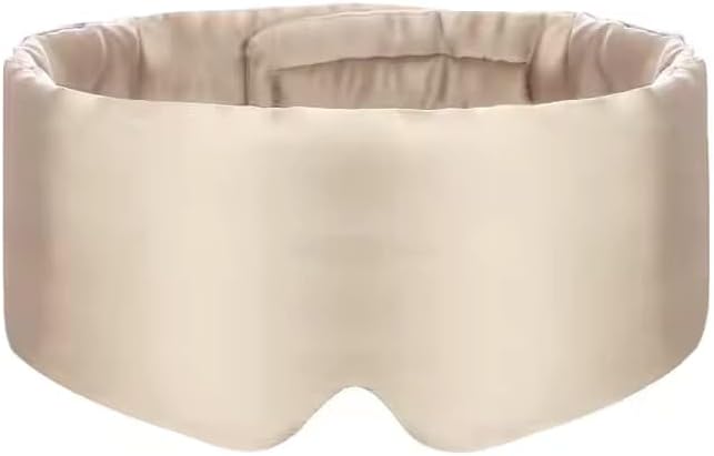 100% Mulberry Silk Sleep Mask, Large Adjustable Eye Cover for Sleeping, Comfortable, Pressure-Free and Breathable Sleeping Masks for Women Men - Biege