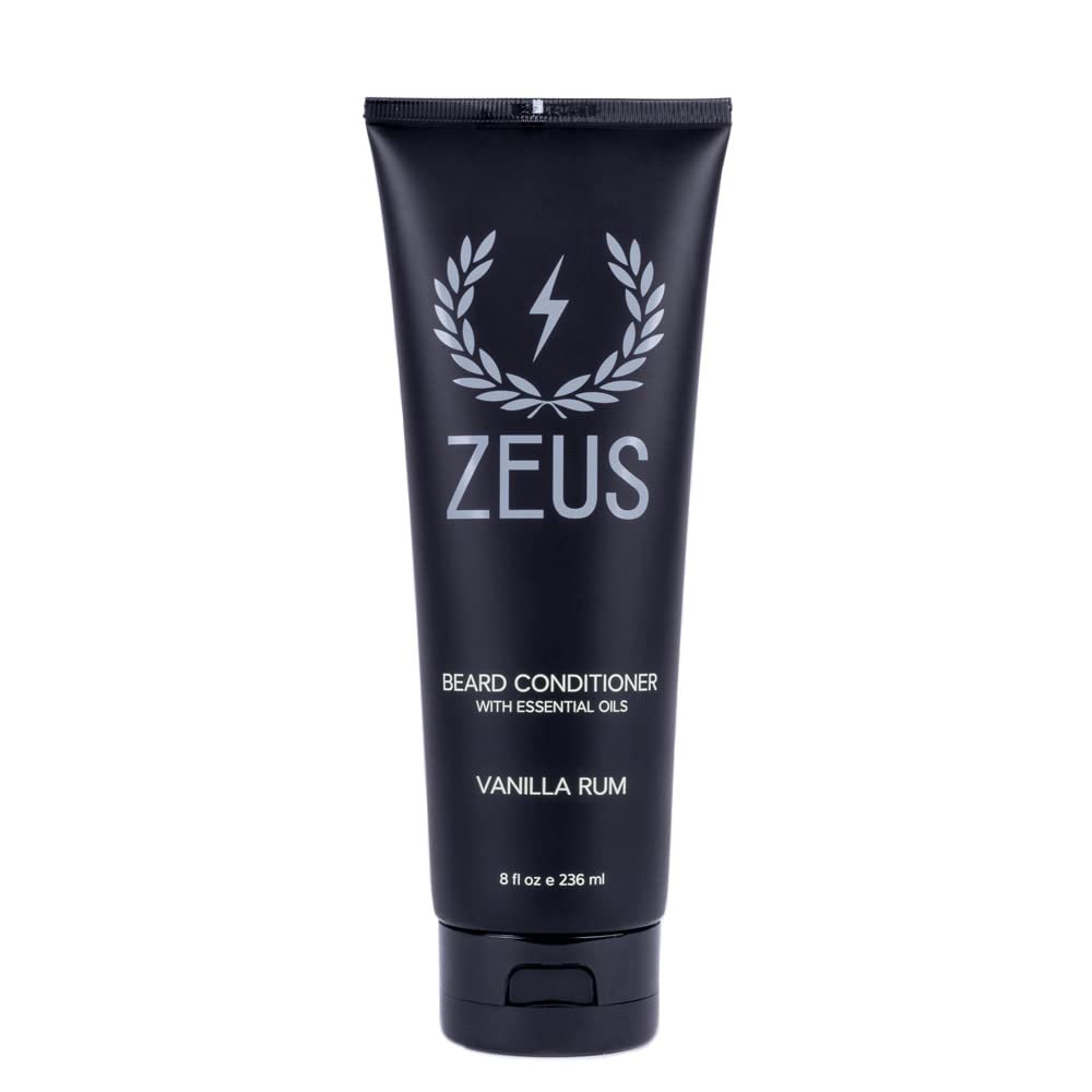 ZEUS Beard Conditioner Wash, Green Tea & Natural Ingredients to Cleanse & Soften Beard – MADE IN USA (Vanilla Rum) 8 oz.