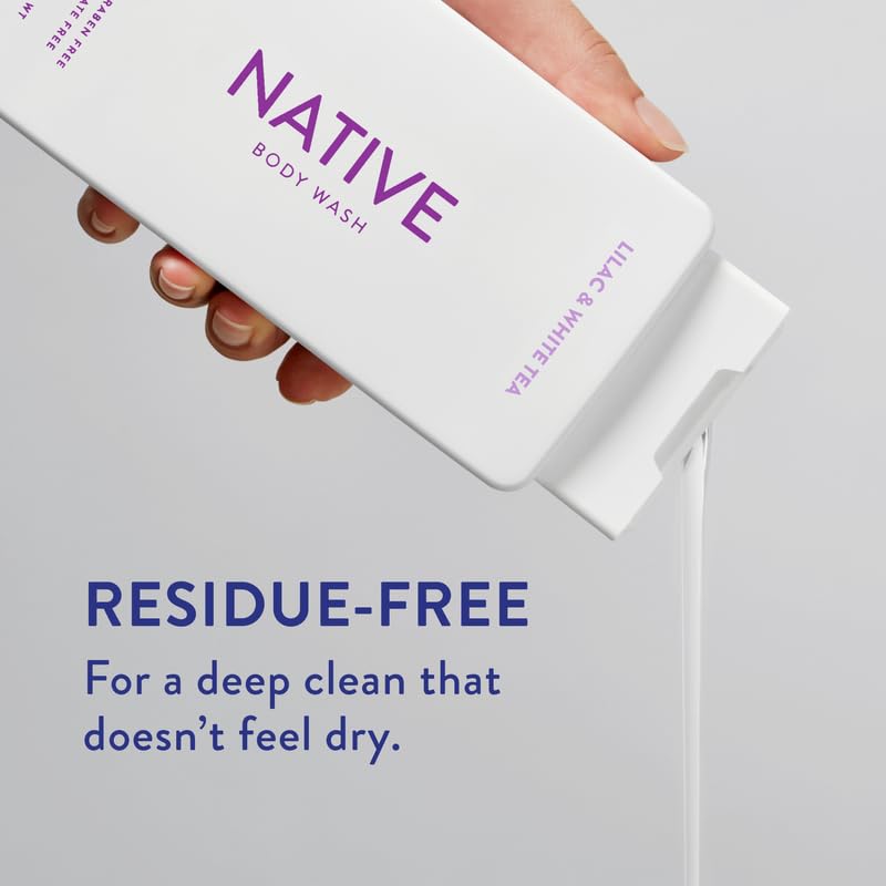 Native Body Wash Contains Naturally Derived Ingredients | For Women & Men, Sulfate, Paraben, & Dye Free Leaving Skin Soft and Hydrating | Lilac & White Tea 18 oz - 2 Pk