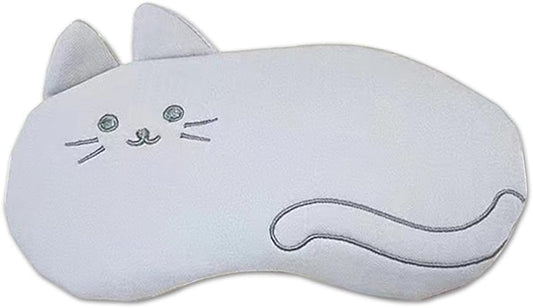 PERFECTSIGHT Kitty Sleep Eye Masks, Cute Plush Sleep Eye Cover Lightweight Adjustable Eyeshade Faux Fur Mask Cover for Women Men Sleep Travel Nap, Grey Cat