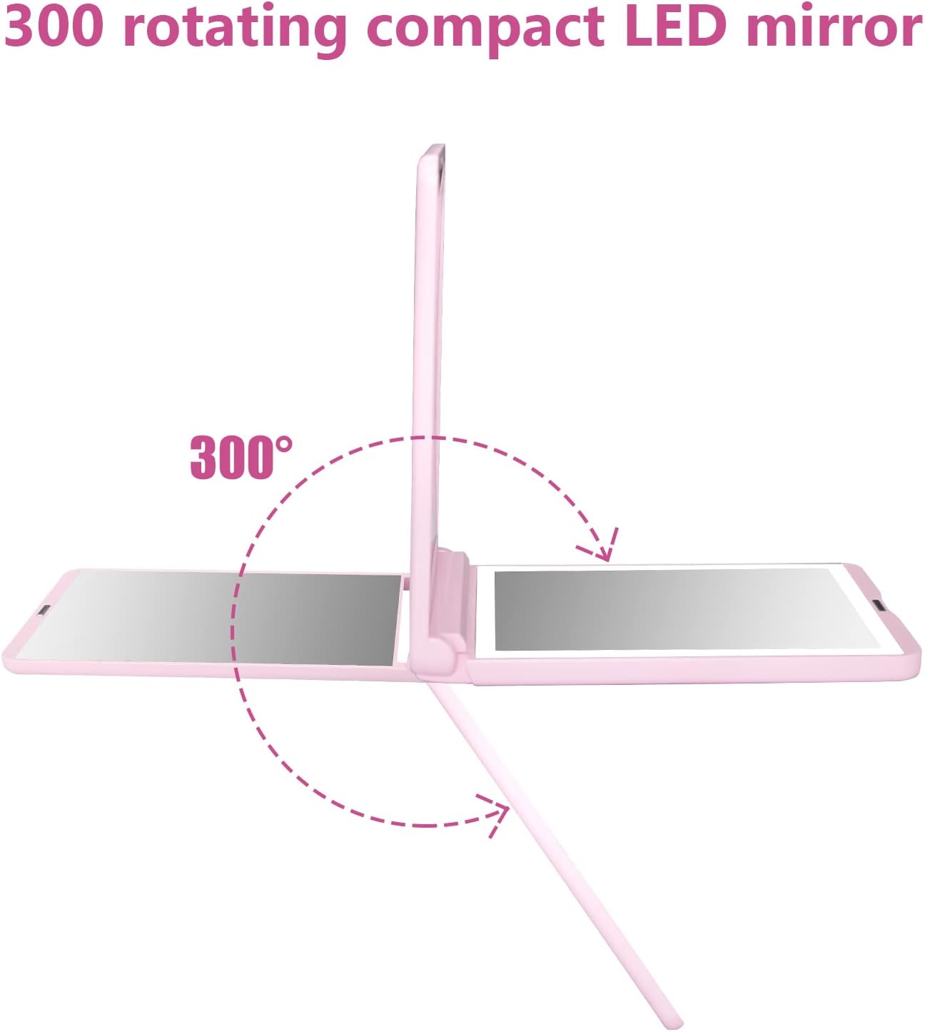 WOBSION Lighted Compact Mirror, Rechargeable Travel Makeup Mirror with Light,1x/3x Magnifying,300°Flip Folding Portable Mirror, 2-Sided Magnetic Switch Handheld Mirror,Dimmable,Gifts for Girls