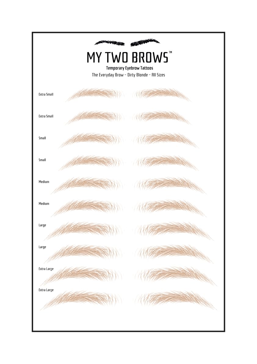 (10 pairs) Dirty Blonde Temporary Eyebrow Tattoo - Extra Large Size - Waterproof & Smudgeproof - Everyday Brow Style Eyebrow Stickers - Sheet Lasts up to 30 Days - Won't Work on Existing Brows