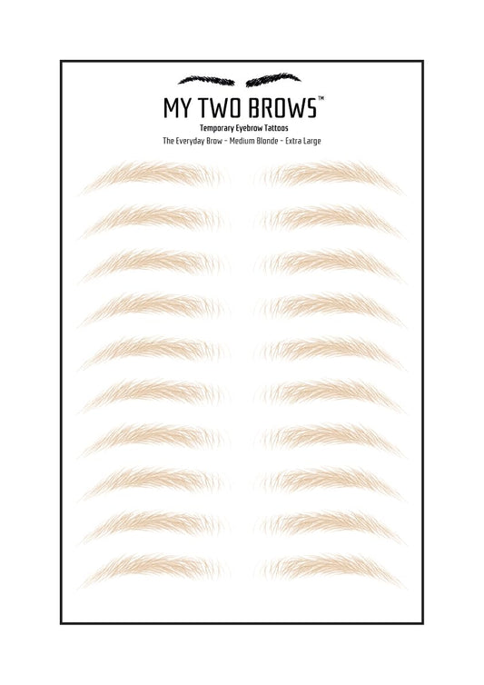 (10 pairs) Medium Blonde Temporary Eyebrow Tattoo - Extra Large Size - Waterproof & Smudgeproof - Everyday Brow Style Eyebrow Stickers - Sheet Lasts up to 30 Days - Won't Work on Existing Brows