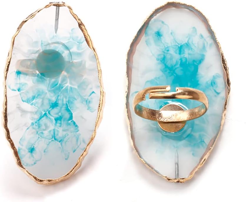 3pcs Resin Nail Art Palette Kit Adjustable Finger Rings,Nail Holder Nail Gel Polish Colors Mixing Pallet, Manicure Tool Accessory