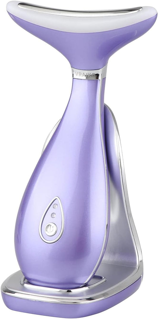 Lily Neck Face Massager, Face Sculpting Tool, Skin Rejuvenation Device with Thermal, Triple Action LED and Vibration, for Anti-Aging, Lifting and Tightening Sagging Skin (Violet)