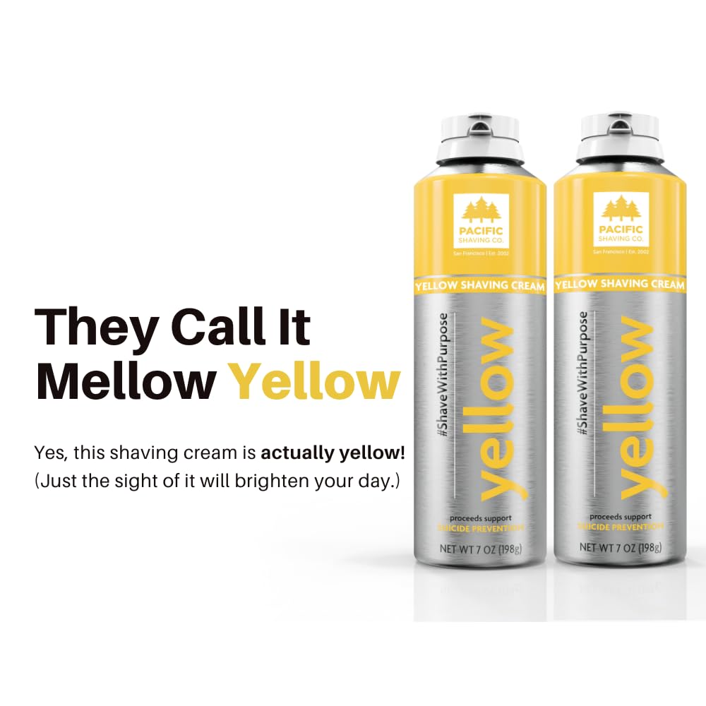 Pacific Shaving Company Yellow Shaving Cream - Foaming Colorful Shaving Cream - Hydrating, Redness Reducing + Irritation Free Shave Cream (7 Oz)