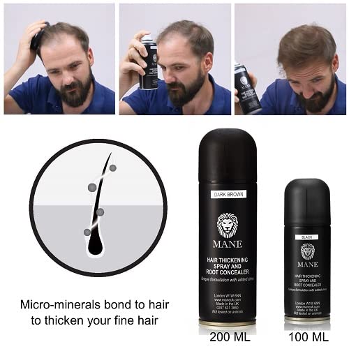 Hair Thickening Fiber Spray by Mane (200 ml, Black)