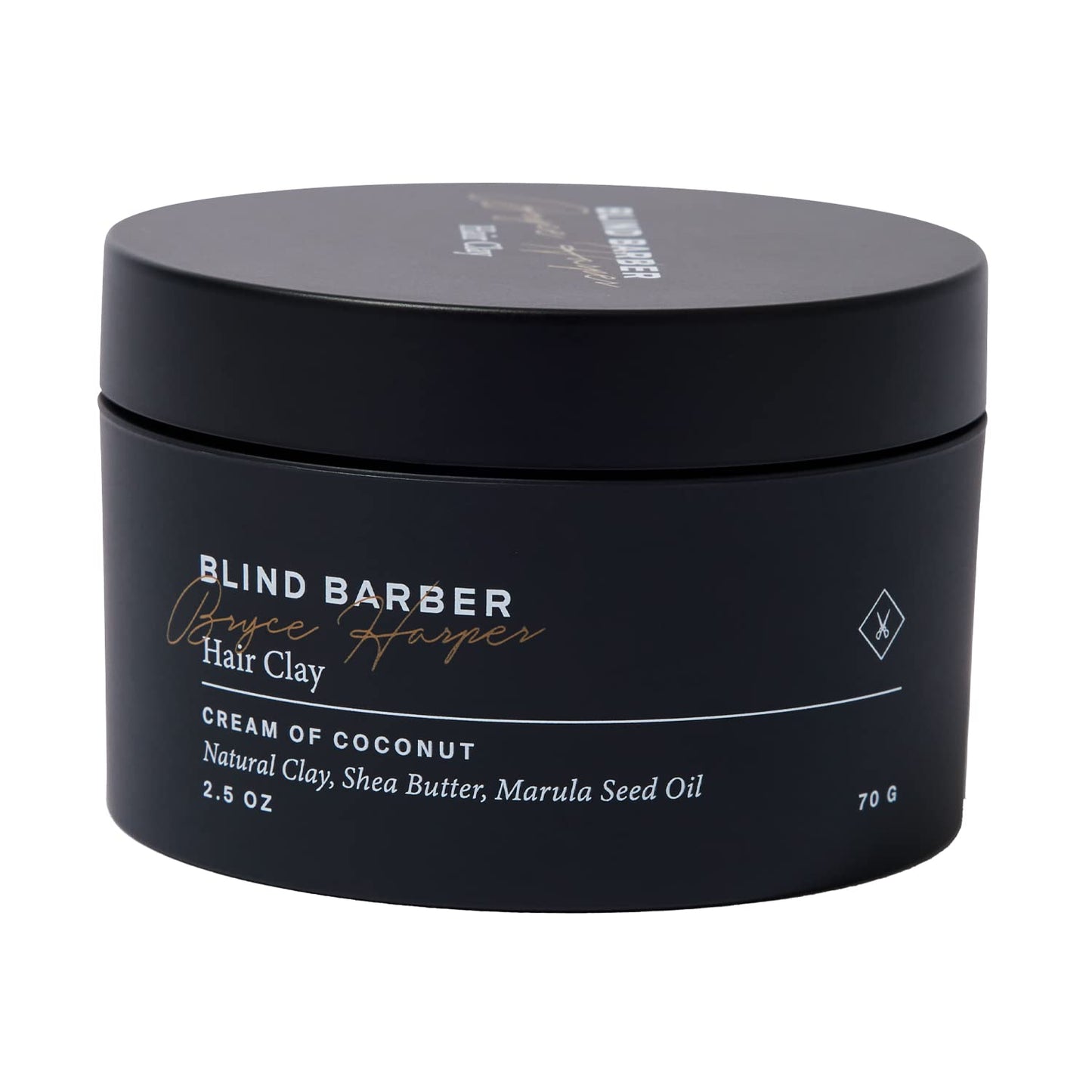 Blind Barber Bryce Harper Hair Clay - Matte Clay Pomade for Men - Medium to Strong Hold - Infused with Kaolin, Shea Butter & Marula Seed Oil - Coconut Scent (2.5 Oz)
