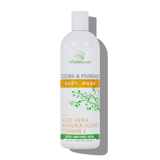 Wild Naturals Moisturizing Eczema Body Wash – Gentle Psoriasis Body Wash for Itchy, Dry Skin Relief – Eczema Soap for Redness and Flareups – Hydrating Cleanser for Women and Men