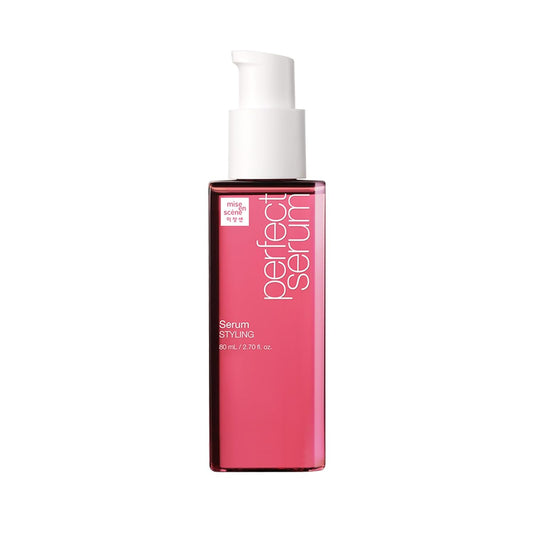 Mise En Scene Perfect Serum Styling - Heat Damage Protection Oil for All Hair Types | Holding Bounce & Heat Protectant | Hair Essence for Long Lasting Curl | Argan Oil | Powdery Scent. 2.70 Fl. Oz.