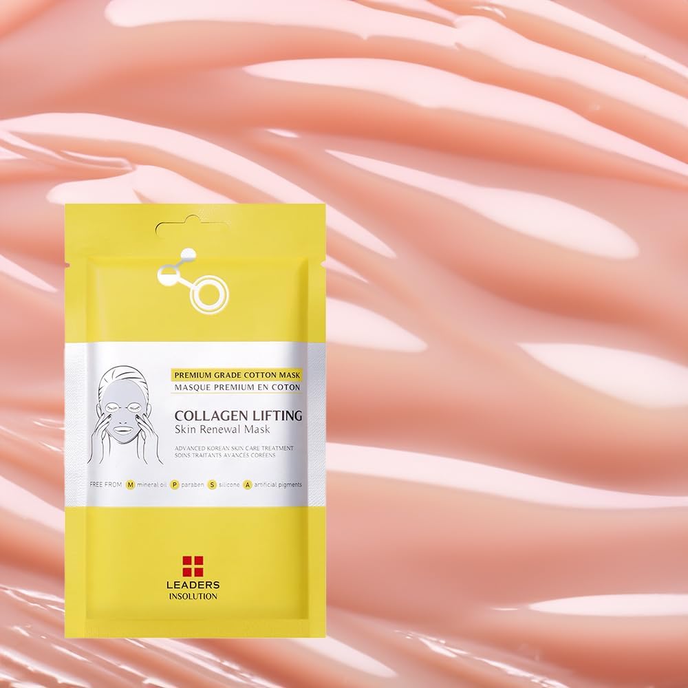 Leaders Insolution Collagen Lifting Skin Renewal Mask | Marine Collagen for Firmness and Elasticity Anti-Wrinkle, Sculpting Facial Sheet | Hydrating Serum for Smooth Skin (5 Sheets)