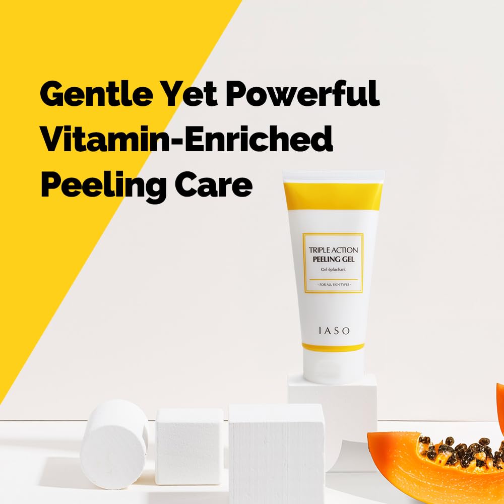 IASO Triple Action White Peeling Gel | Exfoliating Gel for Face, eep Pore Cleanse, Tone-Up Effect & Smoother Skin Texture, Korean Skin Care, 5.07 oz