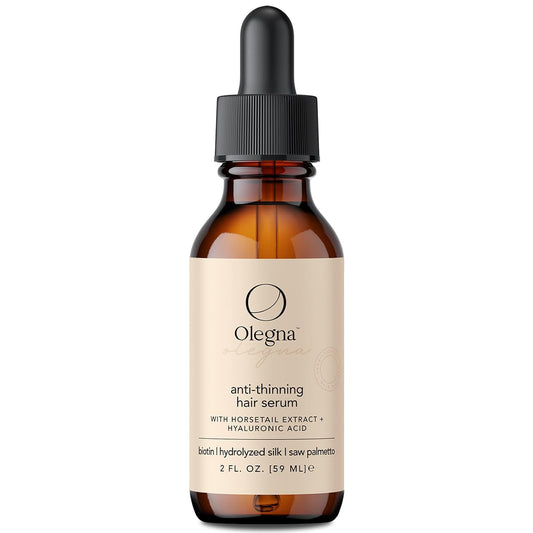 Olegna Biotin Hair Growth Oil for Women - Hair Serum for Frizzy and Damaged Hair - Prevents Hair Loss & Breakage - With Vitamin D & E + Hyaluronic Acid - 2oz