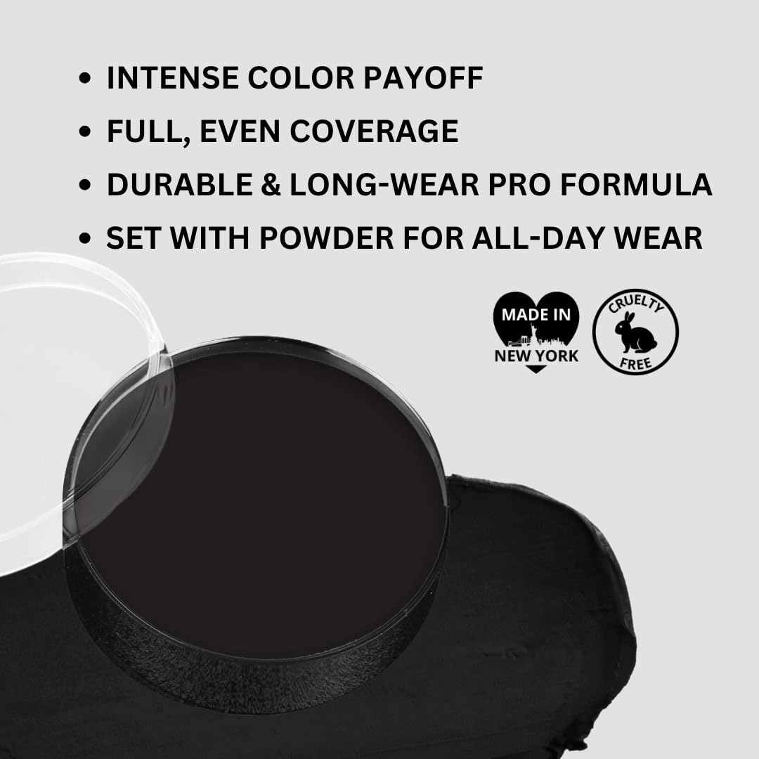 Mehron Makeup Color Cups | Stage, Foundation, Face Paint, Body Paint, Halloween | Face Paint Makeup | Greasepaint .5 oz (14 g) (Black)