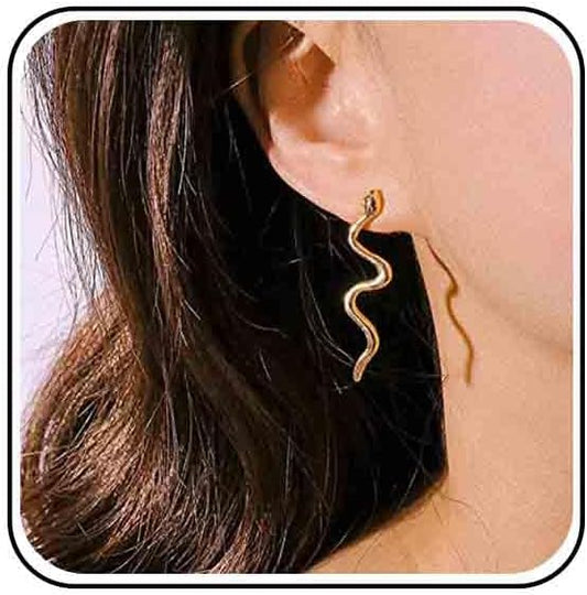 Vintage Snake Dangle Earrings Punk Snake Drop Earrings Gold Snake Stud Earrings Boho Serpent Earrings Jewelry for Women (Gold)