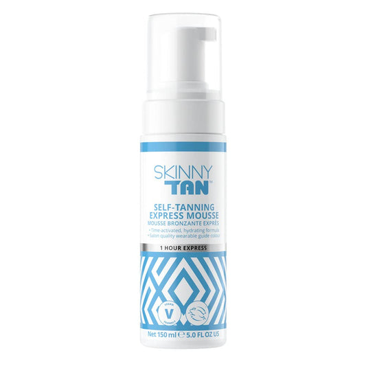 Skinny Tan Self-Tanning Express Mousse - Lightweight, Fast Drying and Long Lasting Formula - Achieve Your Desired Shade of Bronze - Delicious Coconut and Vanilla Scent - 1 Hour Express - 5 oz