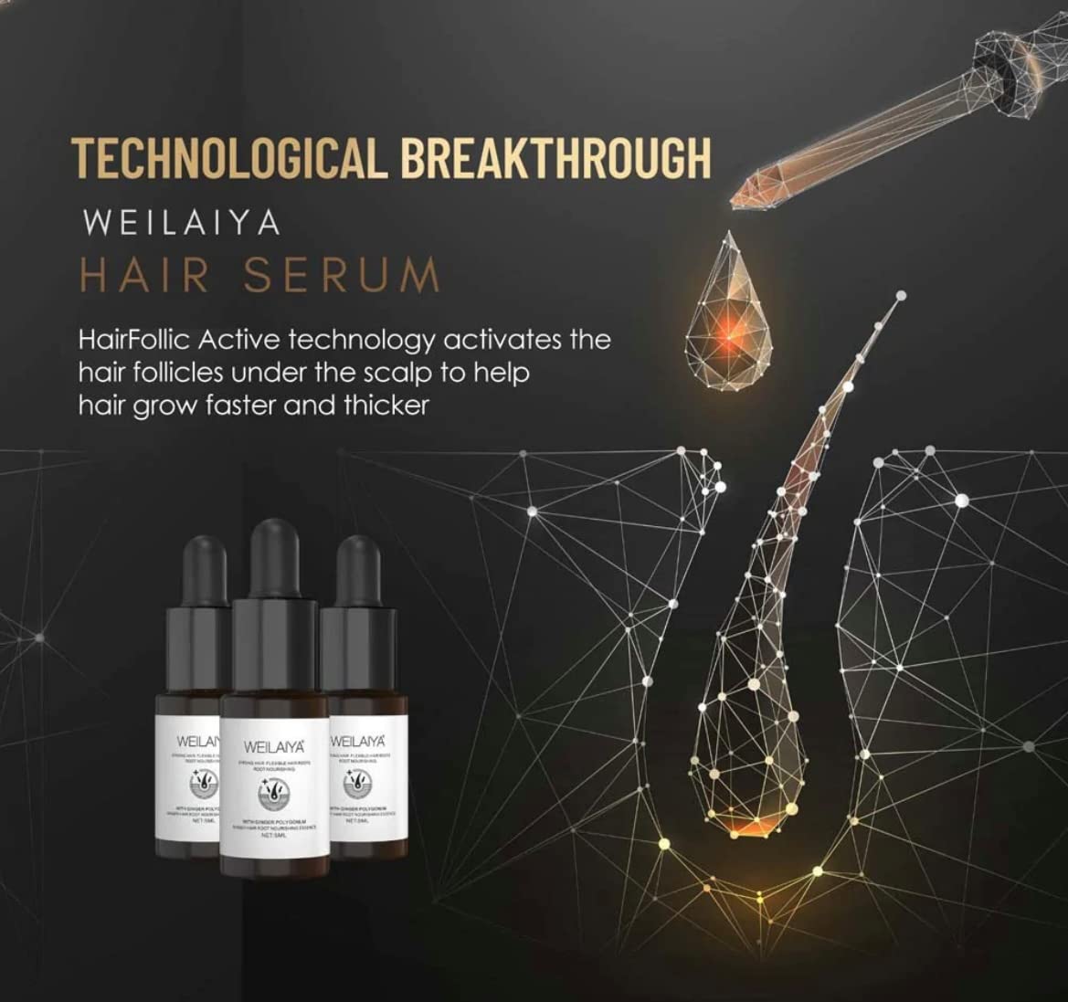 Weilaiya Ginger Hair Root Nourishing Essence Prevent Hair Loss Stimulate Hair Growth Concentration Serum (8 tubes/pack) unisex for both men and women