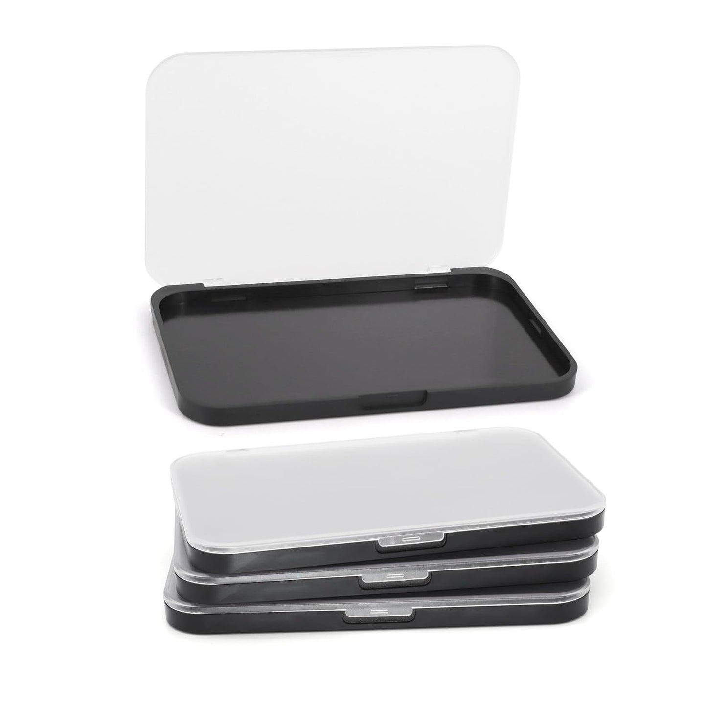 AJLTPA Magnetic Makeup Palette with Frosted Clear Top, 3Pack Empty Eyeshadow Dispensing Storage Box with 60Pcs Adhesive Metal Stickers for DIY Cosmetics Blush Powder-6.69"X4.41"Palette