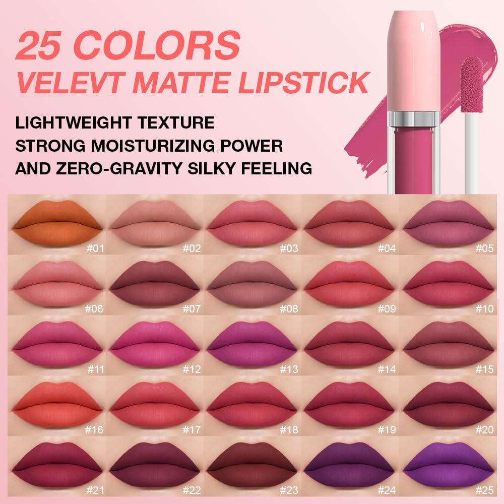 BINGBRUSH Super Matte Longwear No-Budge Stay On Smudge Proof Liquid Lipstick Long Lasting Makeup for Women,Highly Pigmented Color and Instant Shine, Cheeky
