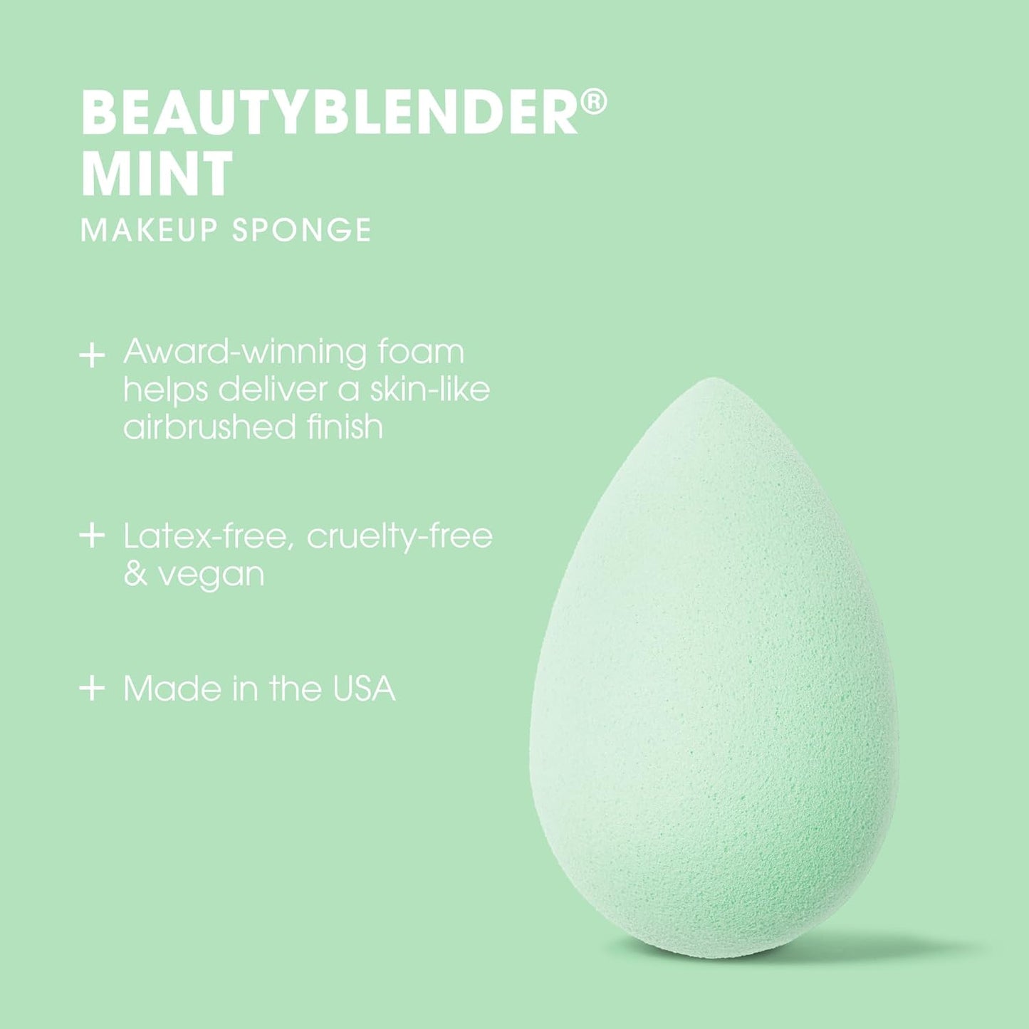 Beautyblender® | Mint Beauty Blender Makeup Sponge, Super-Soft Foam Easily Blends Foundations, Powders & Creams, Made in USA, Reusable, Washable, Streak Free Application, Vegan, Cruelty Free