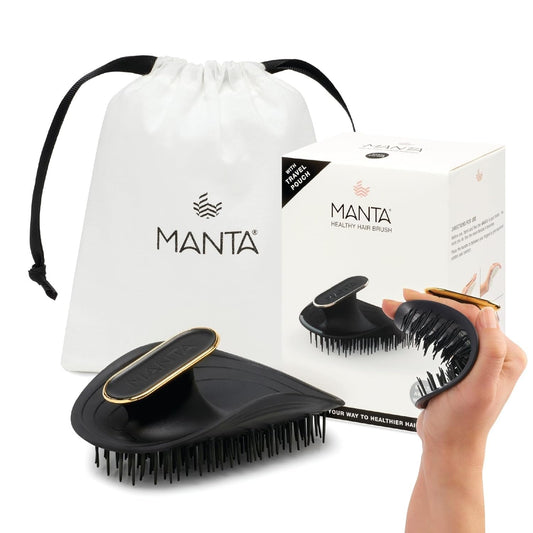 Manta Original Anti-Breakage Hairbrush – Gentle Detangling Brush for Wet & Dry Hair, Flexible Hairbrush for All Types, Healthy Hair Care for Women & Men, Black