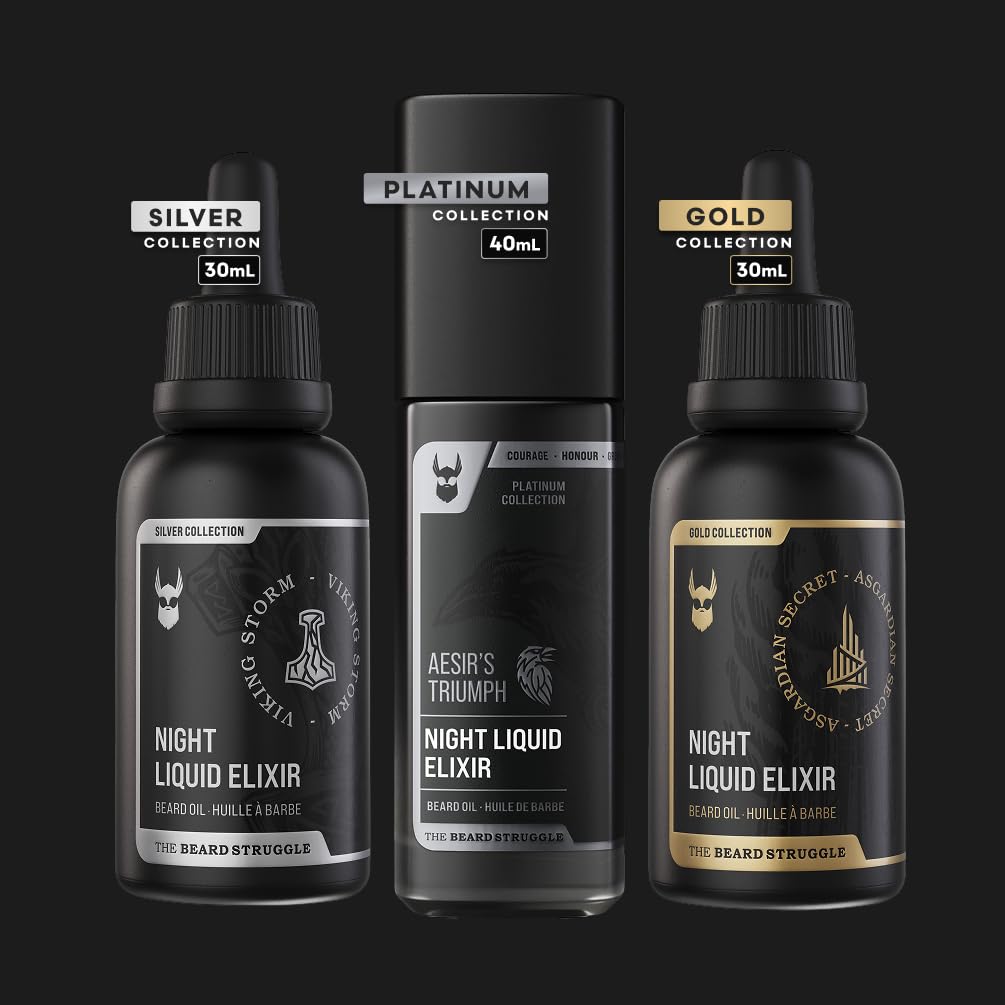 The Beard Struggle - Beard Growth Oil - Asgardian Secret, Gold Collection (1 Fl oz) - Night Liquid Elixir - Beard Oil for Men - Softens, Moisturizing, & Healthier Beard Growth