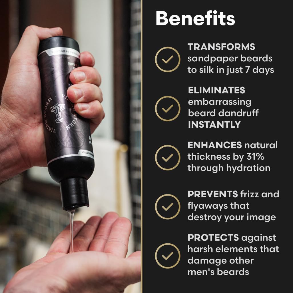 The Beard Struggle Radiance Beard Wash & Conditioner Bundle - Platinum Collection - Pack of 2 - Vanir's Wisdom - 8 Fl Oz each - For Men - Nourish, Cleanse, Soften, & Strengthen Beard