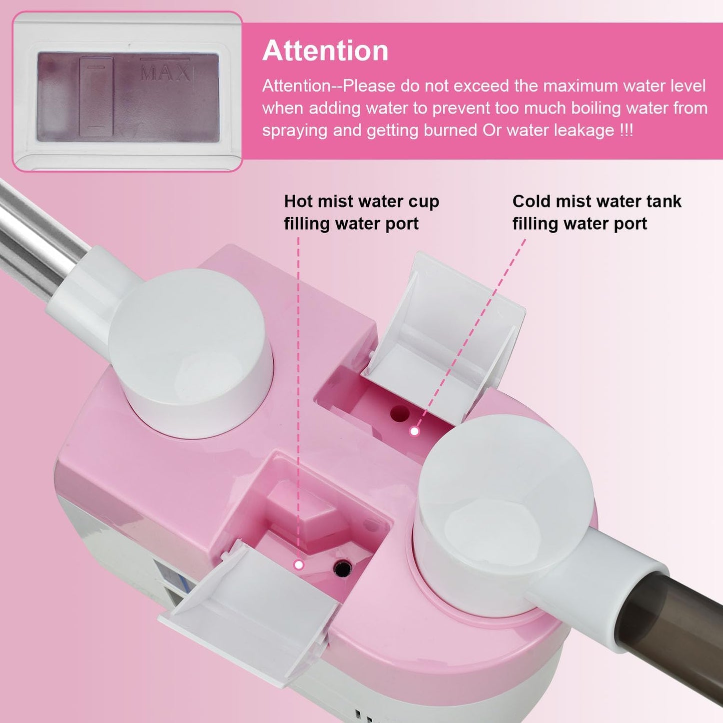 Professional Facial Steamer,2 in 1 Facial Steamers with Hot&Cool Mist, Height Adjustable Face Steamer, Pink Esthetician Steamer for Home Salon Spa