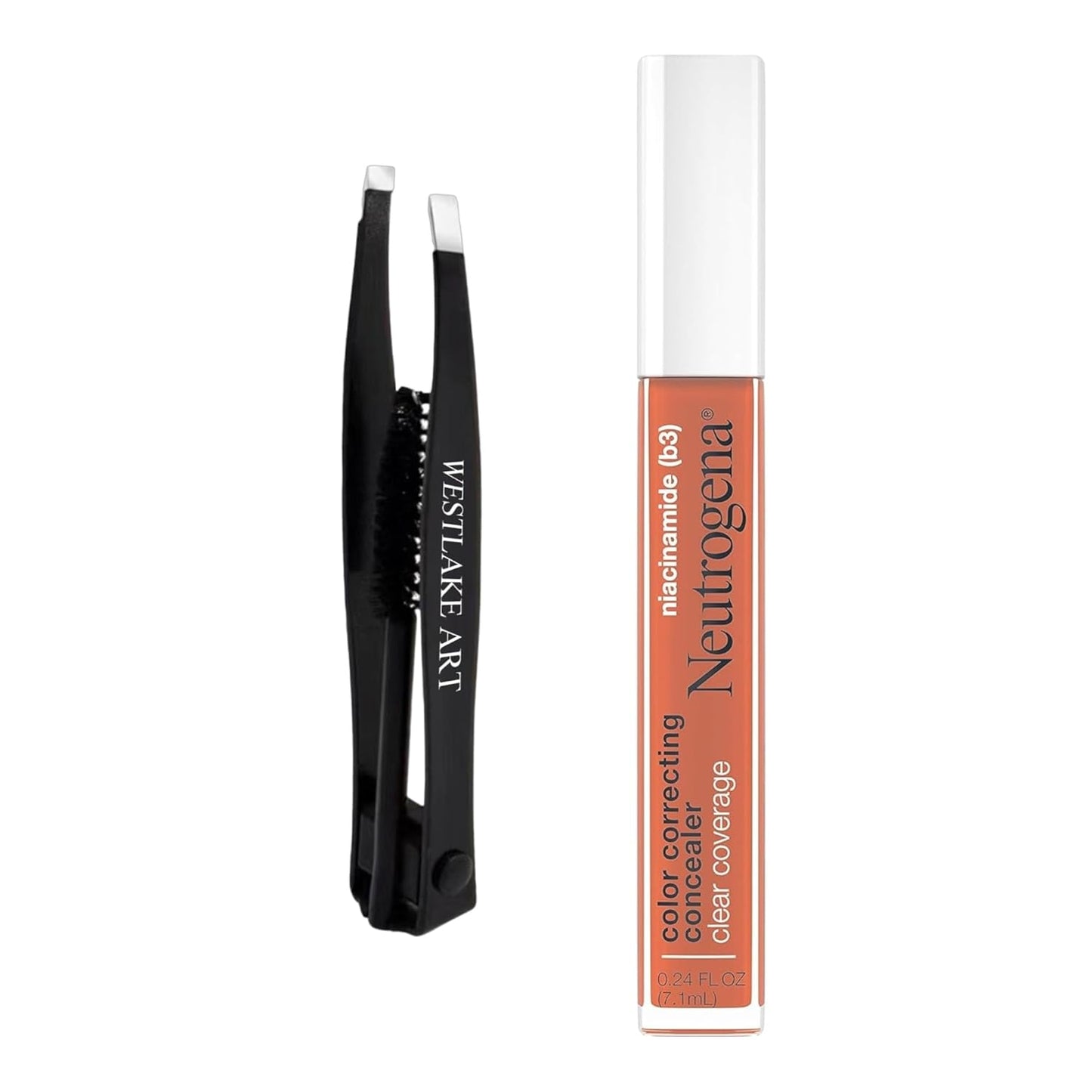 Color Correcting Concealer, Full Coverage Makeup Concealer For Dark, Deep Peach Shade, Lightweight Formula With Niacinamide, Oil & Fragrance-Free, Plus Bundled With Eyebrow Tweezers [1-Pack]