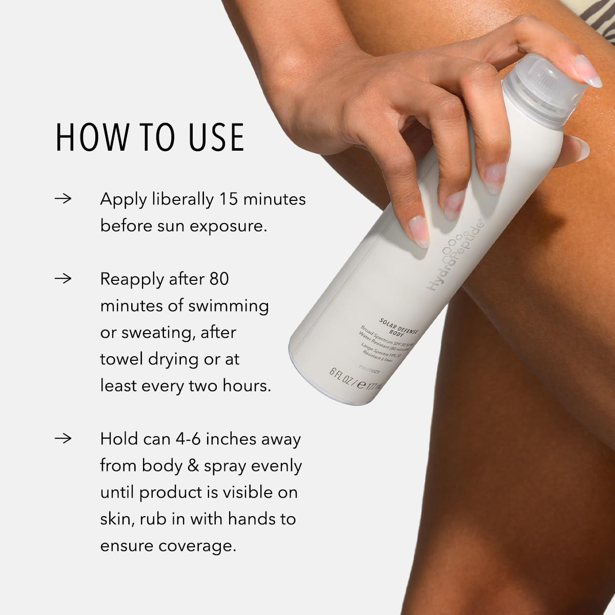 HydroPeptide Solar Defense Body SPF 40, Broad Spectrum, Water Resistant Sunscreen, Hydrates and Soothes, 6 Ounce