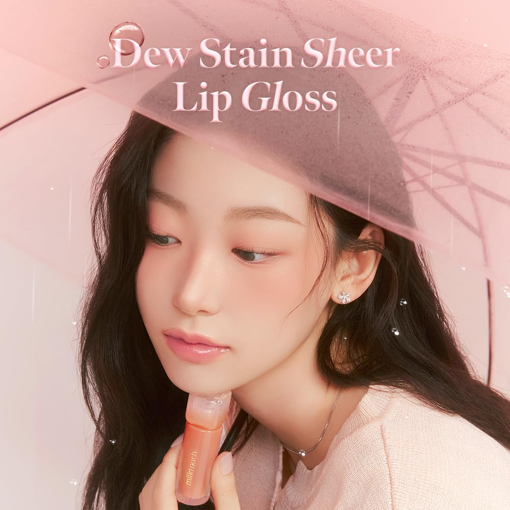 MILKTOUCH Dew Stain Sheer Lip Gloss (02 Bubbly Pink, 0.14 Fl Oz (Pack of 1))
