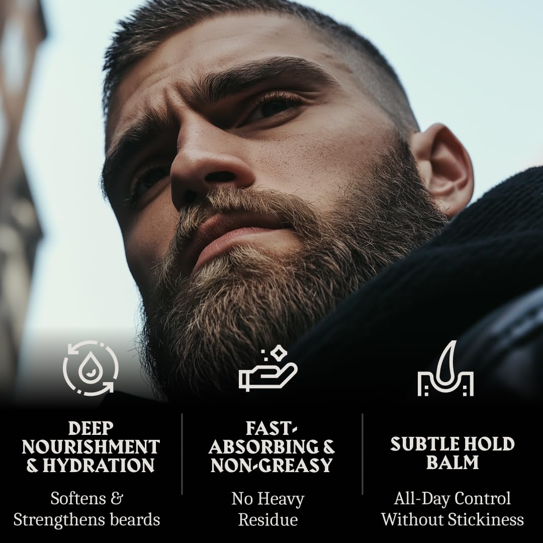 Striking Viking Beard Balm & Beard Oil for Men – Unscented, 1 Fl Oz Each - Dual-Use Leave In Conditioner - Tames, Styles & Moisturizes – With Naturally-Derived Argan & Jojoba Oil