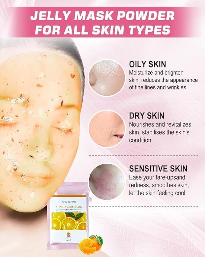 Jelly Mask for Facials Professional Natural Gel Masks - 10 Flavors Hydrating & Moisturizing Jelly Face Masks, Rose Hyaluronic Acid 24K Gold VC, Jelly Facial Mask with Jade Roller & Spatula Spa Use