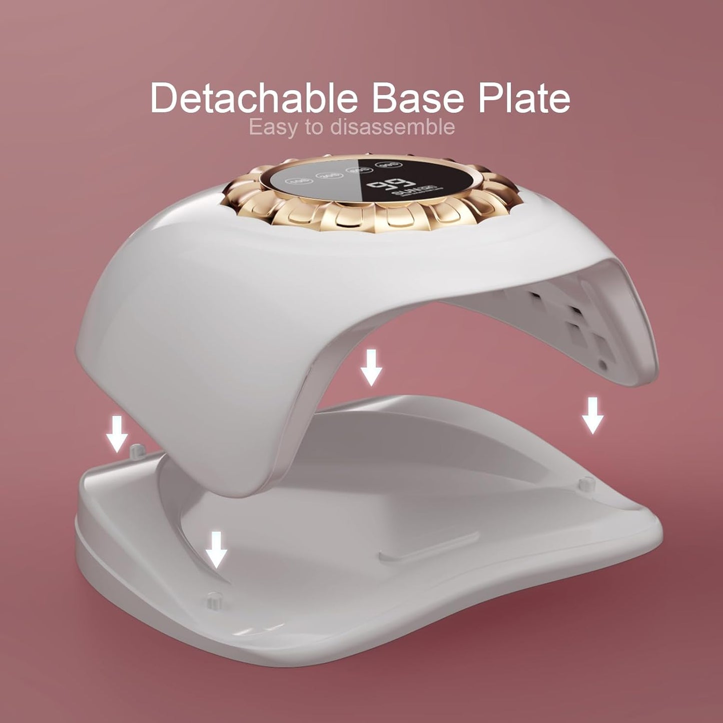 Professional White LED Nail Lamp – Smart Gel Nail Dryer with Touch Timer, Dual-Light Beads & Removable Base – Sleek UV Lamp for Salon & Home Use