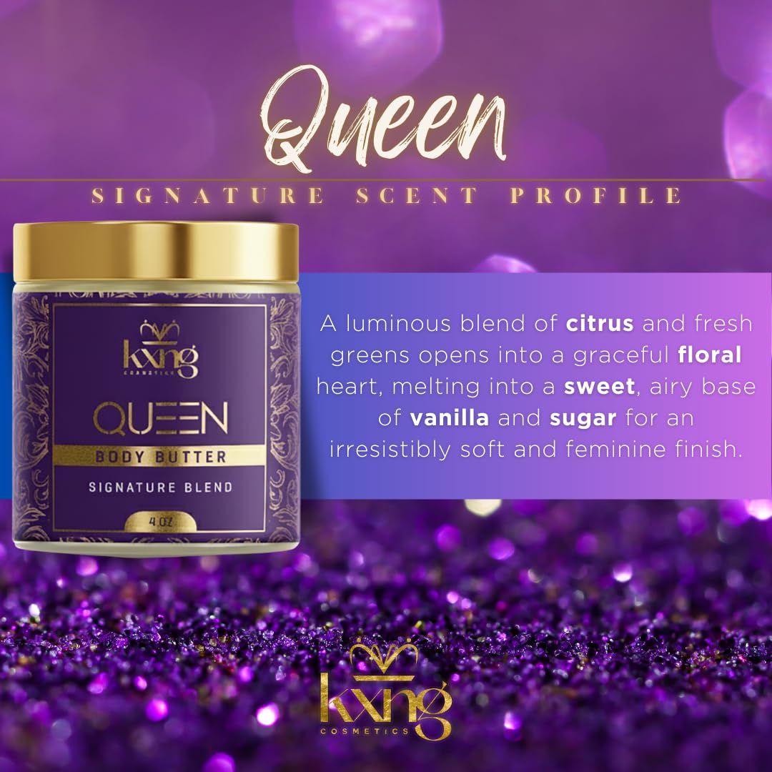 KXNG Cosmetics, Body Butter, Organic Skin Care for Men and Women, Body Moisturizer Lotions and Creams, Raw Shea Butter, Cocoa Butter, Mango, Coconut Oil, Hand, Foot, All Skin Types (Queen)