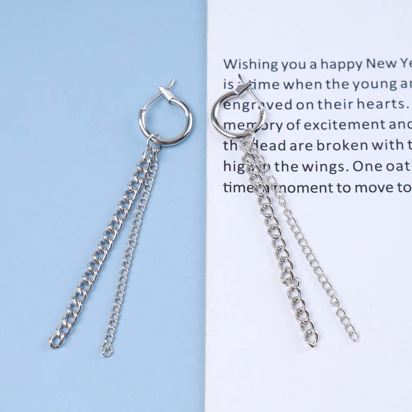 Vintage Layered Chain Dangle Earrings Long Chain Hoop Huggie Earrings Silver Curb Chain Stud Earrings Tassel Chain Drop Earrings Jewelry for Women