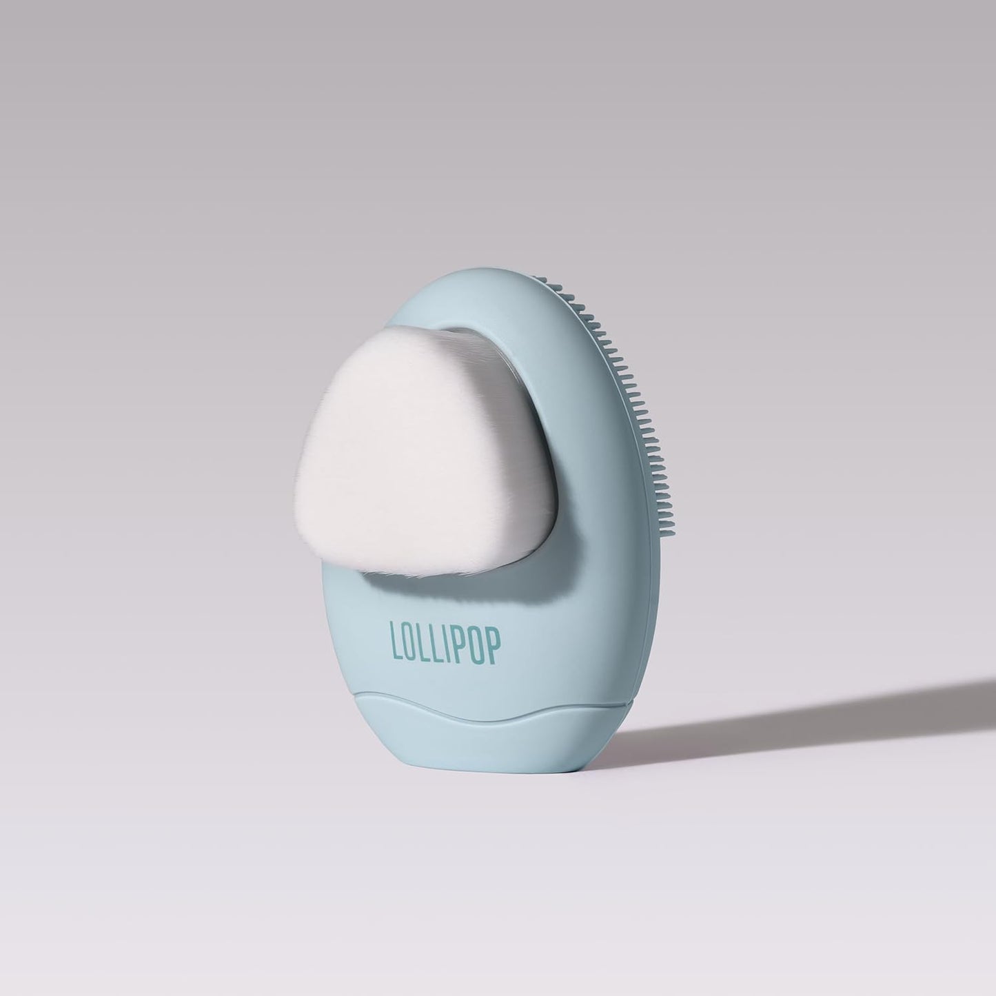 LOLLIPOP Dual-Sided Facial Cleansing Brush | Palm Size Silicone Face Exfoliator and Soft Fiber Cleanser | Manual Face Scrubber for Pores, Makeup Removal, Blackhead and Skincare Routine, Oceanic
